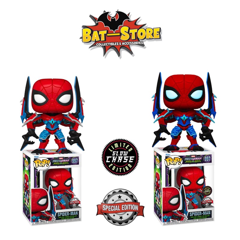 Funko POP! Marvel Mech Strike Monster Hunters CHASE Spider-Man #997 [Glows  in the Dark] Exclusive