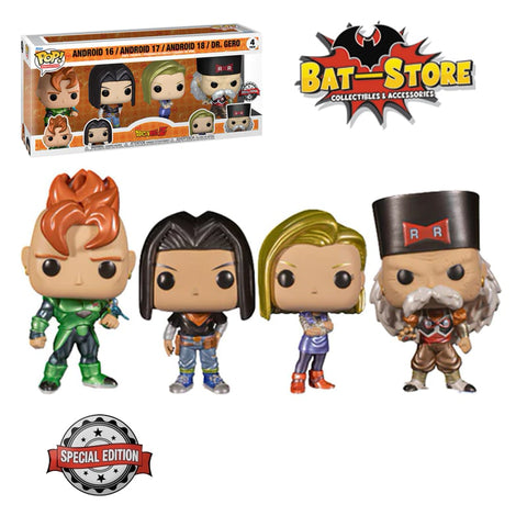Funko Pop Androide 16, Androide 17, Androide 18 & Dr Gero 4 Pack  Special Edition Dragon Ball Z